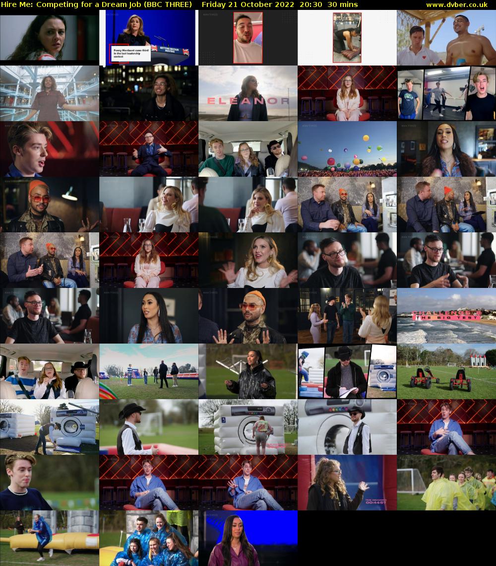 Hire Me: Competing for a Dream Job (BBC THREE) Friday 21 October 2022 20:30 - 21:00