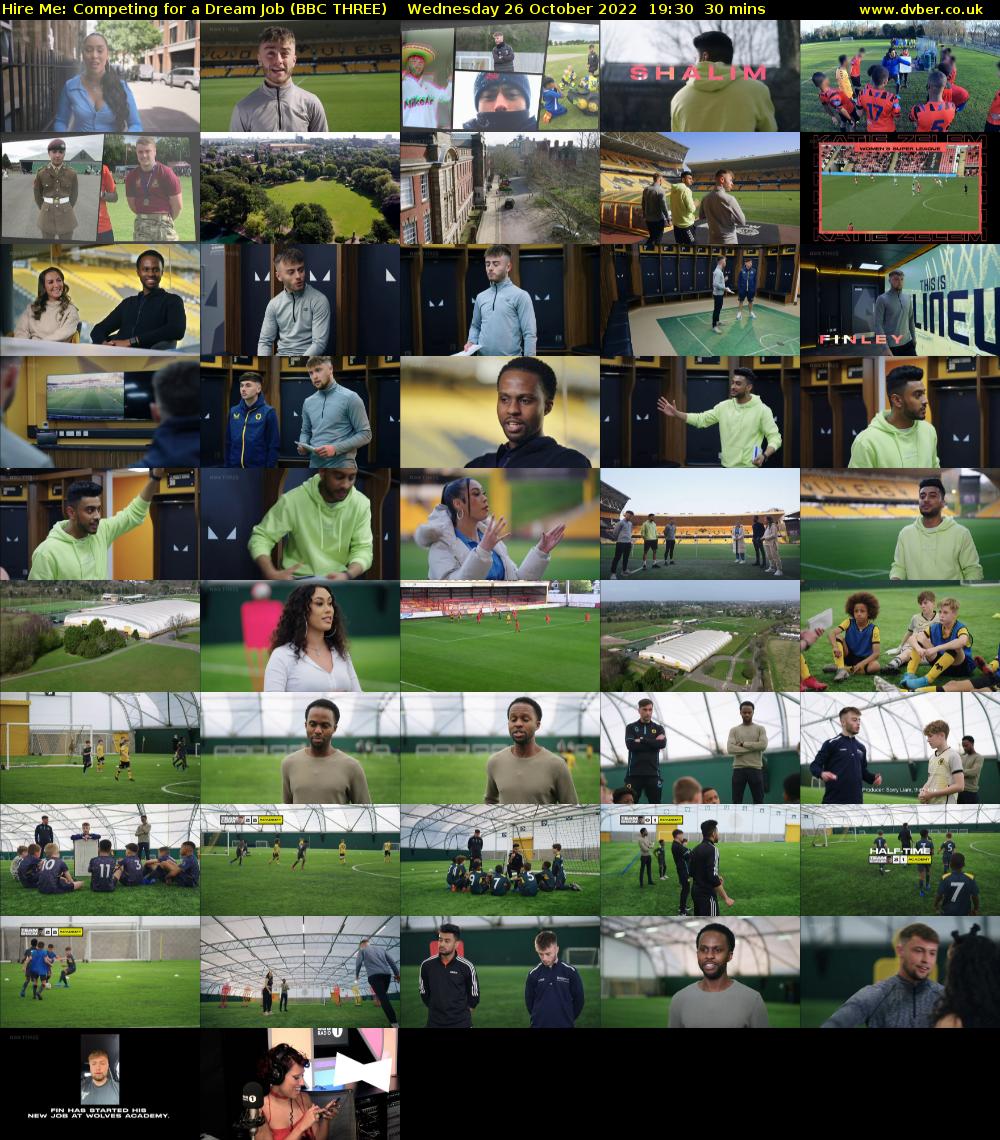Hire Me: Competing for a Dream Job (BBC THREE) Wednesday 26 October 2022 19:30 - 20:00