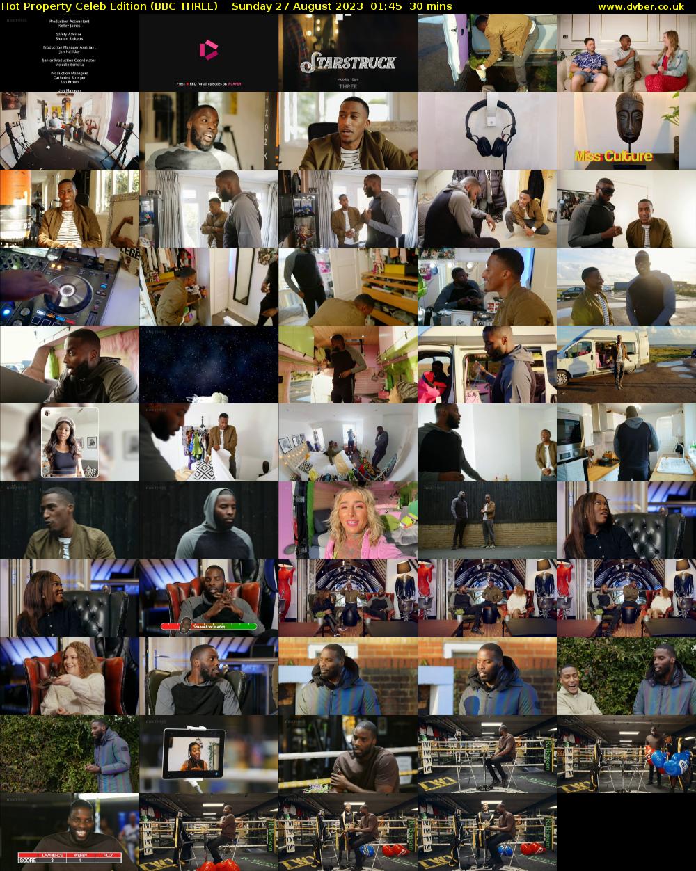 Hot Property Celeb Edition (BBC THREE) Sunday 27 August 2023 01:45 - 02:15