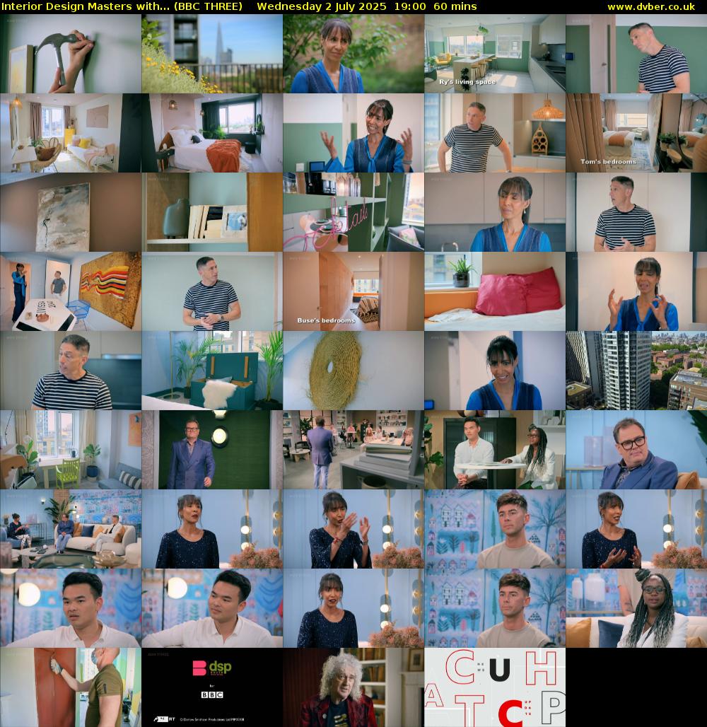 Interior Design Masters with... (BBC THREE) Wednesday 2 July 2025 19:00 - 20:00