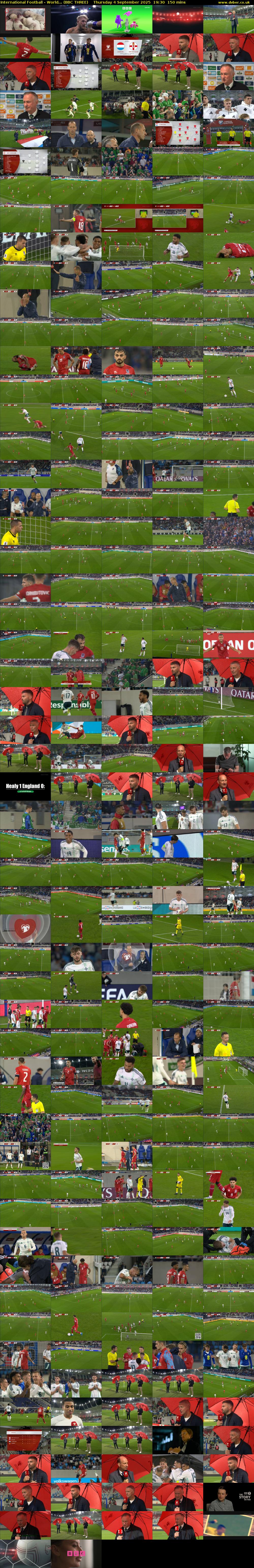 International Football - World... (BBC THREE) Thursday 4 September 2025 19:30 - 22:00