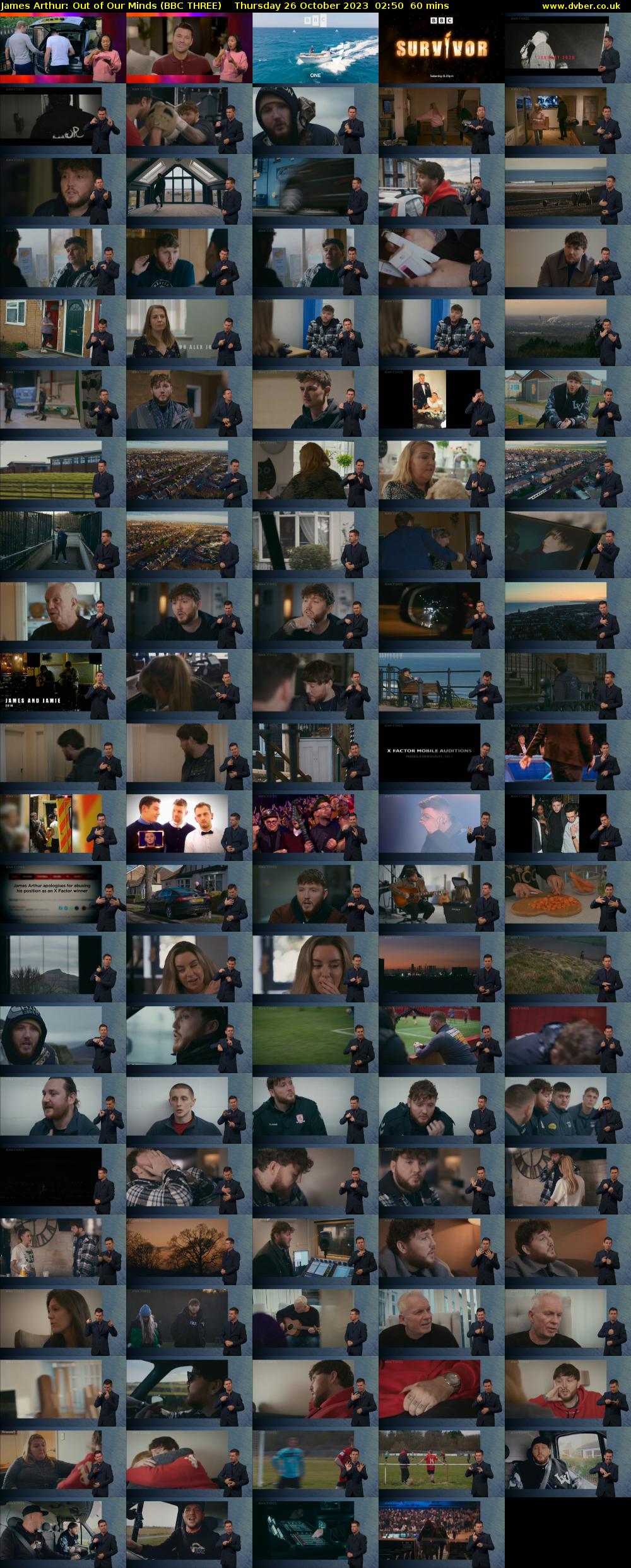 James Arthur: Out of Our Minds (BBC THREE) Thursday 26 October 2023 02:50 - 03:50