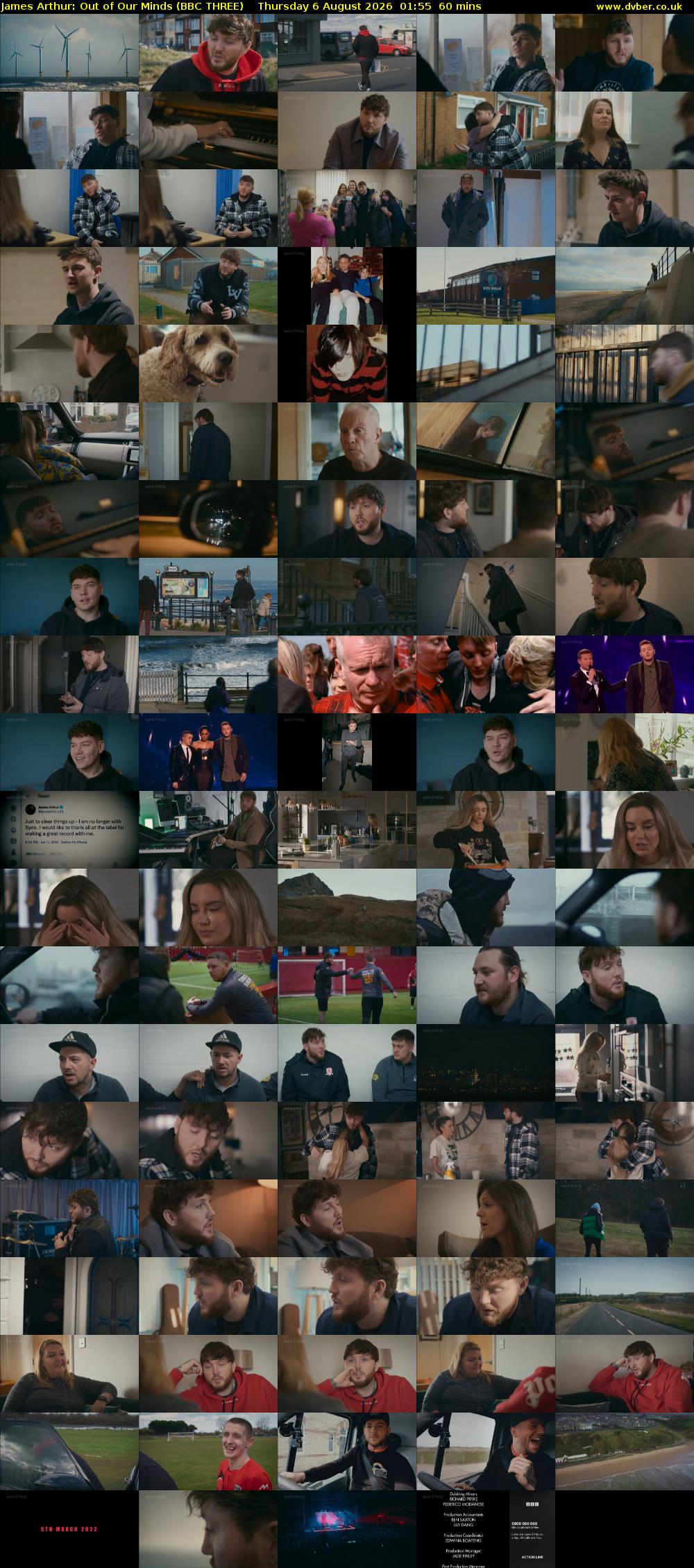 James Arthur: Out of Our Minds (BBC THREE) Thursday 6 August 2026 01:55 - 02:55