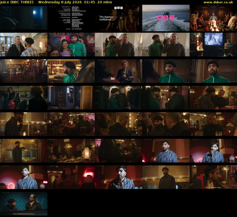 Juice (BBC THREE) Wednesday 8 July 2026 01:45 - 02:05