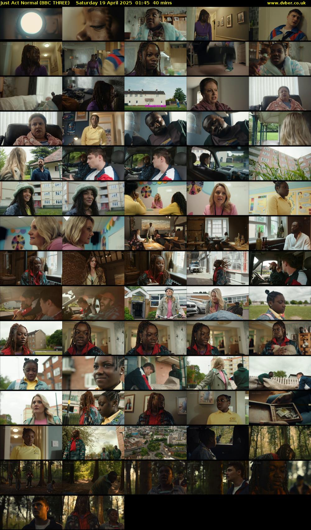 Just Act Normal (BBC THREE) Saturday 19 April 2025 01:45 - 02:25