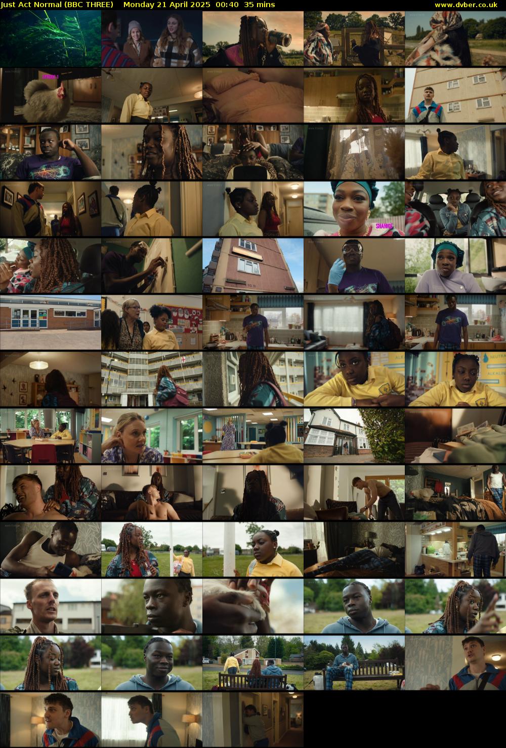 Just Act Normal (BBC THREE) Monday 21 April 2025 00:40 - 01:15