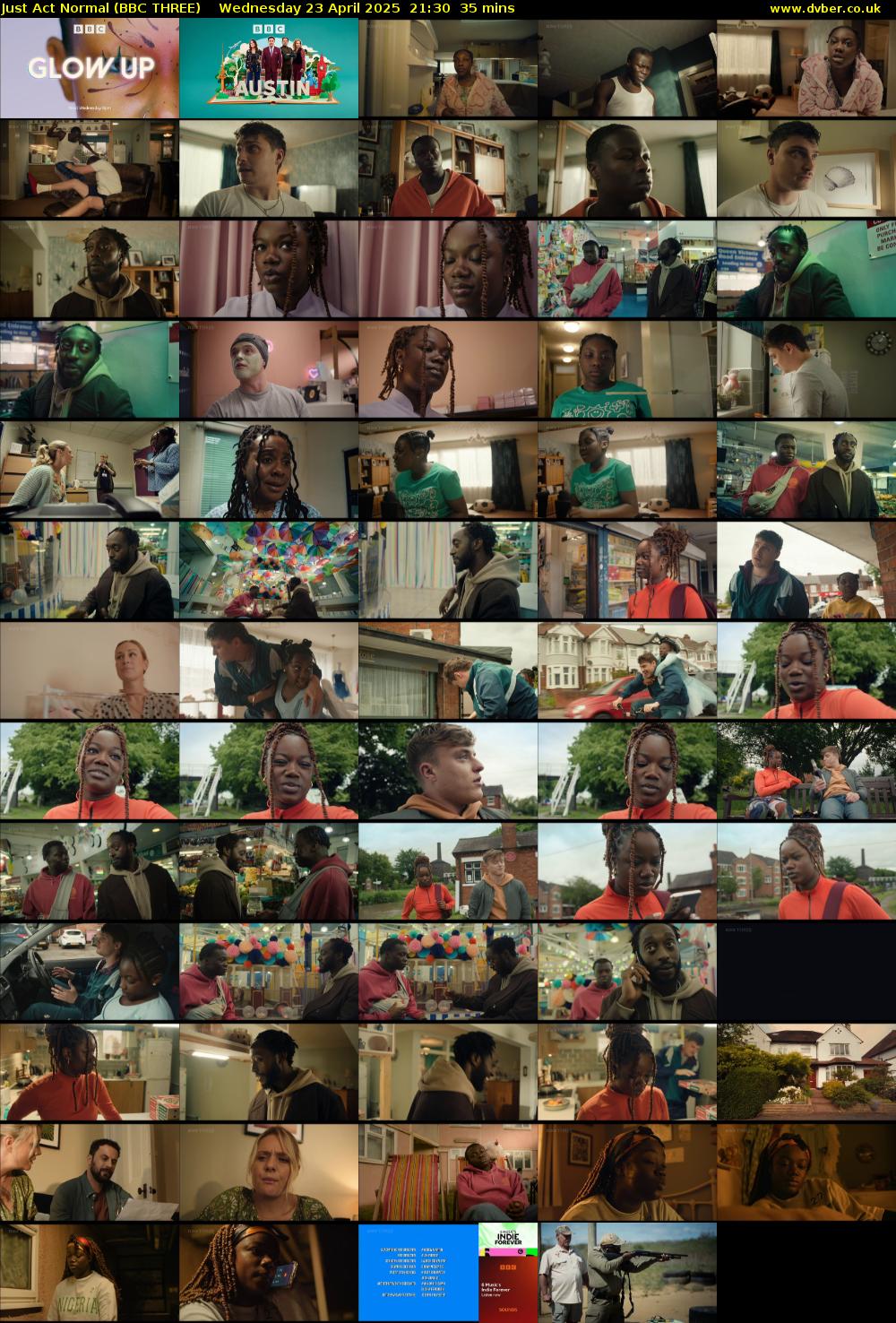 Just Act Normal (BBC THREE) Wednesday 23 April 2025 21:30 - 22:05