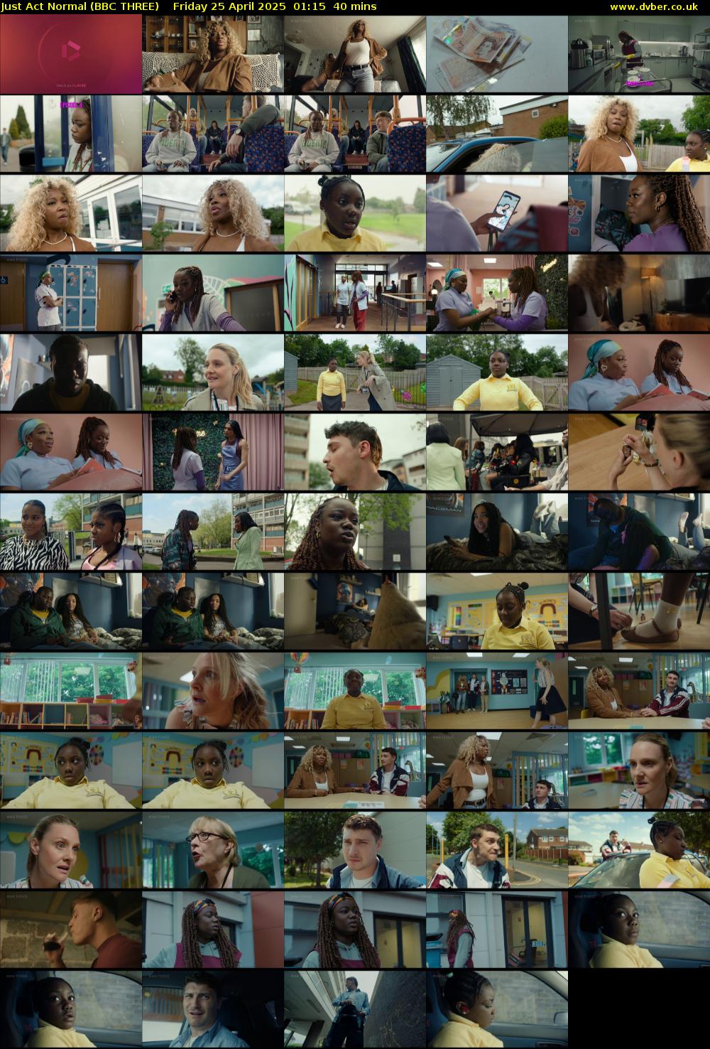 Just Act Normal (BBC THREE) Friday 25 April 2025 01:15 - 01:55