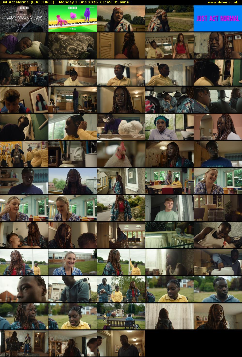 Just Act Normal (BBC THREE) Monday 1 June 2026 01:45 - 02:20
