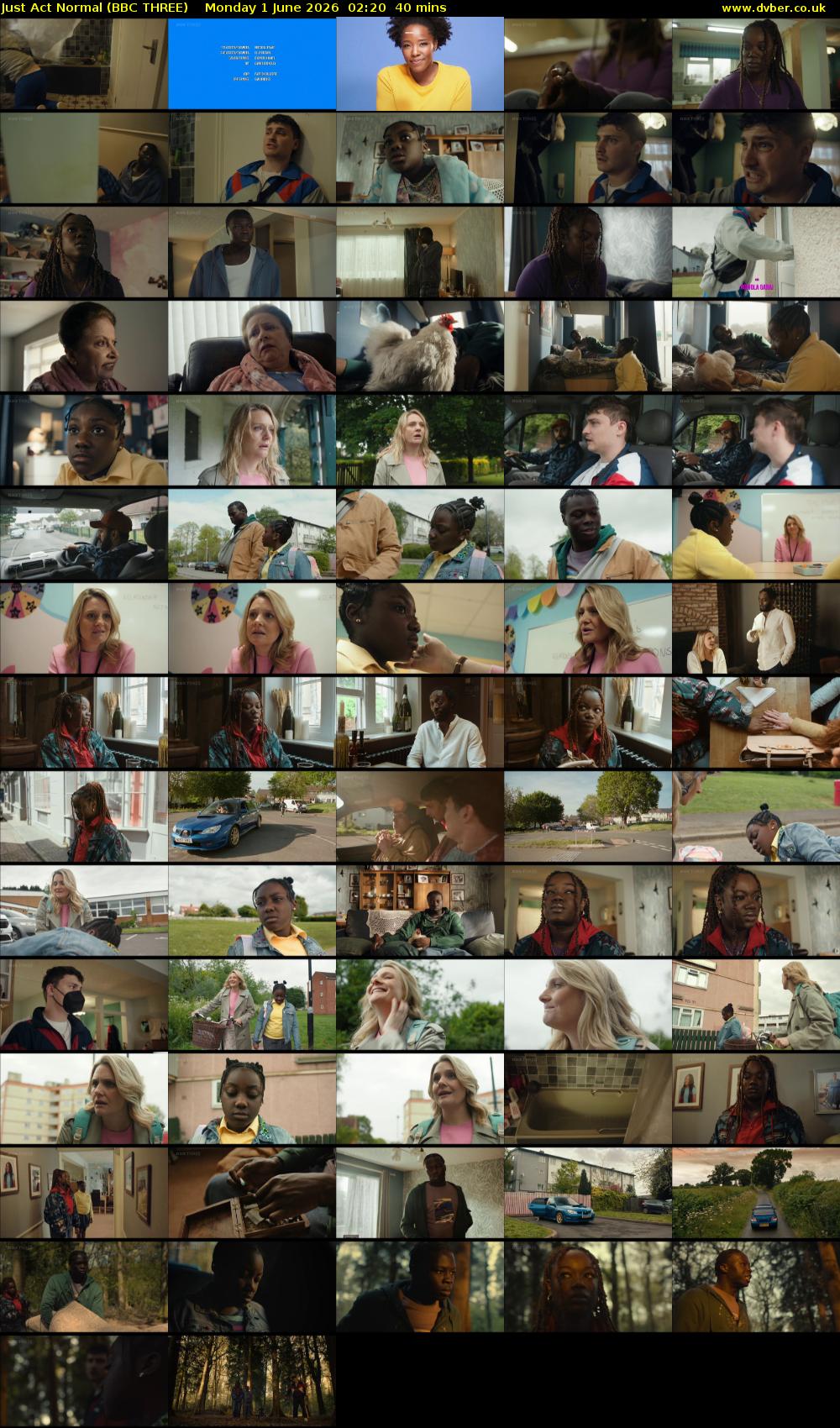 Just Act Normal (BBC THREE) Monday 1 June 2026 02:20 - 03:00