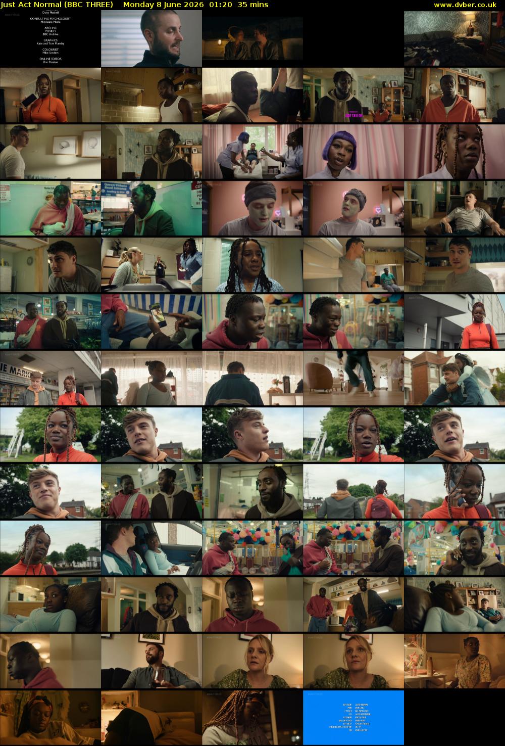 Just Act Normal (BBC THREE) Monday 8 June 2026 01:20 - 01:55