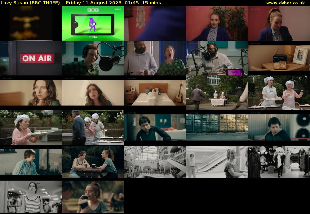 Lazy Susan (BBC THREE) Friday 11 August 2023 01:45 - 02:00