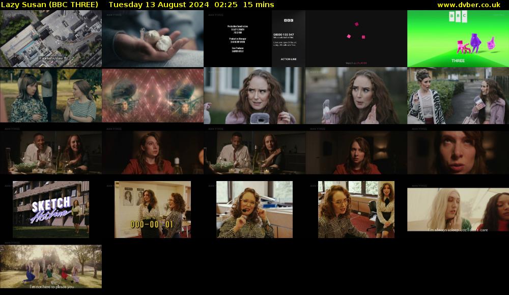 Lazy Susan (BBC THREE) Tuesday 13 August 2024 02:25 - 02:40