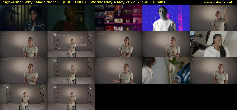 Leigh-Anne: Why I Made 'Race,... (BBC THREE) Wednesday 4 May 2022 21:50 - 22:00