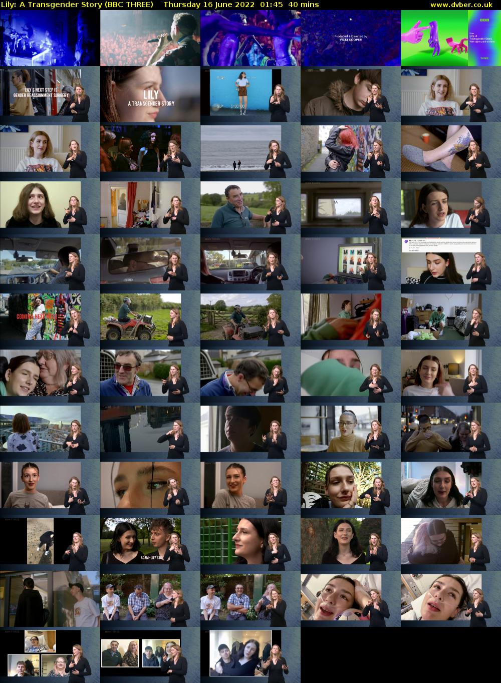 Lily: A Transgender Story (BBC THREE) Thursday 16 June 2022 01:45 - 02:25