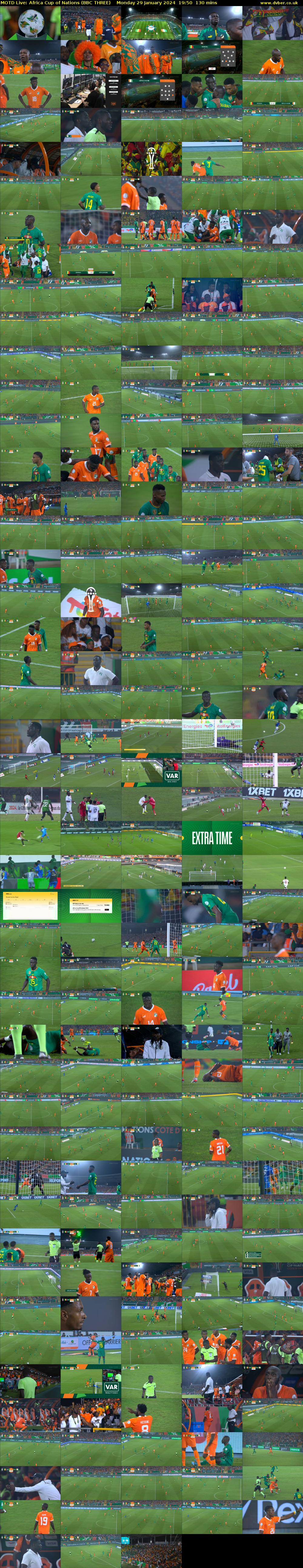 MOTD Live: Africa Cup of Nations (BBC THREE) Monday 29 January 2024 19:50 - 22:00