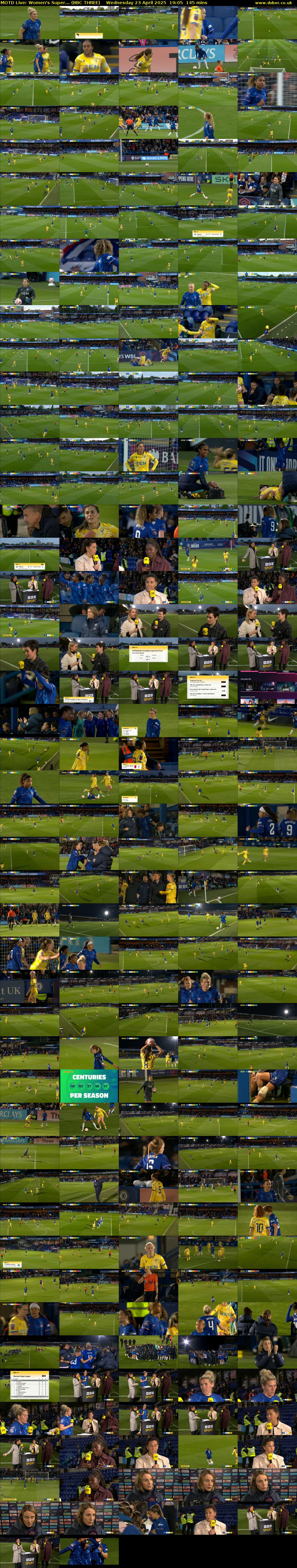 MOTD Live: Women's Super... (BBC THREE) Wednesday 23 April 2025 19:05 - 21:30