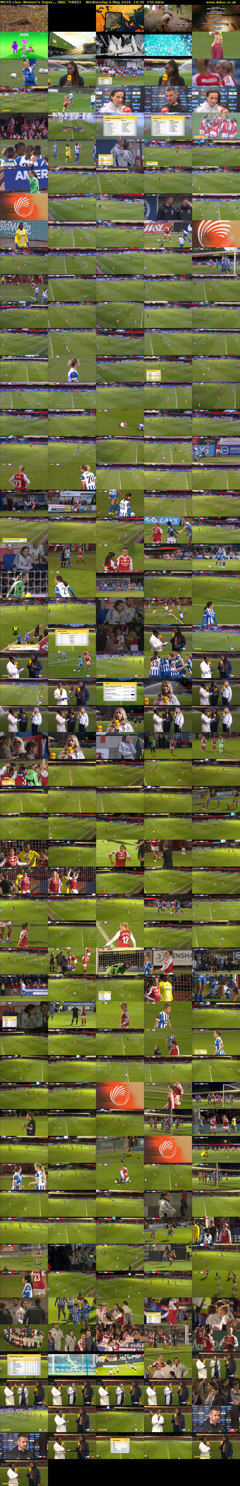 MOTD Live: Women's Super... (BBC THREE) Wednesday 6 May 2026 19:30 - 22:00