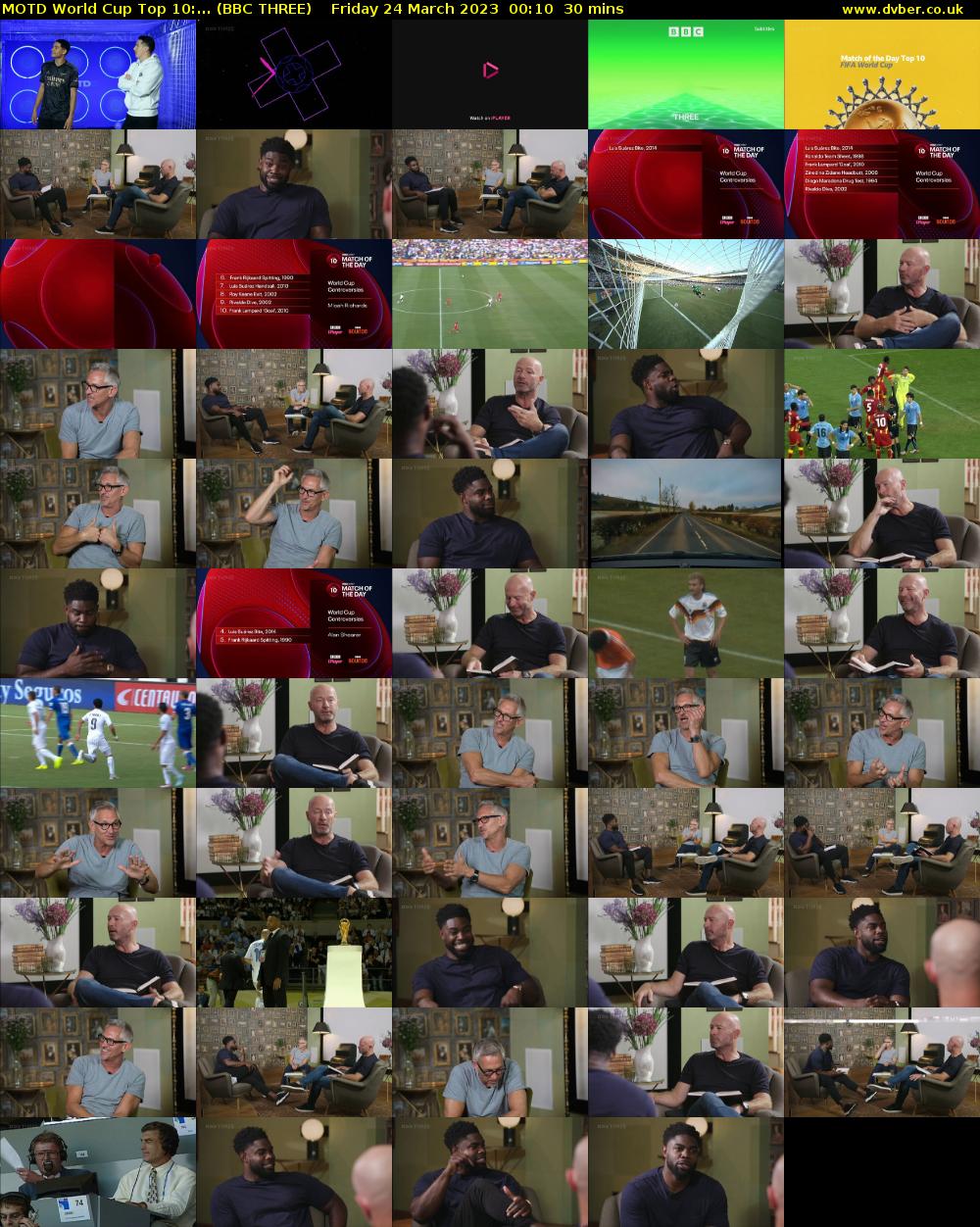 MOTD World Cup Top 10:... (BBC THREE) Friday 24 March 2023 00:10 - 00:40