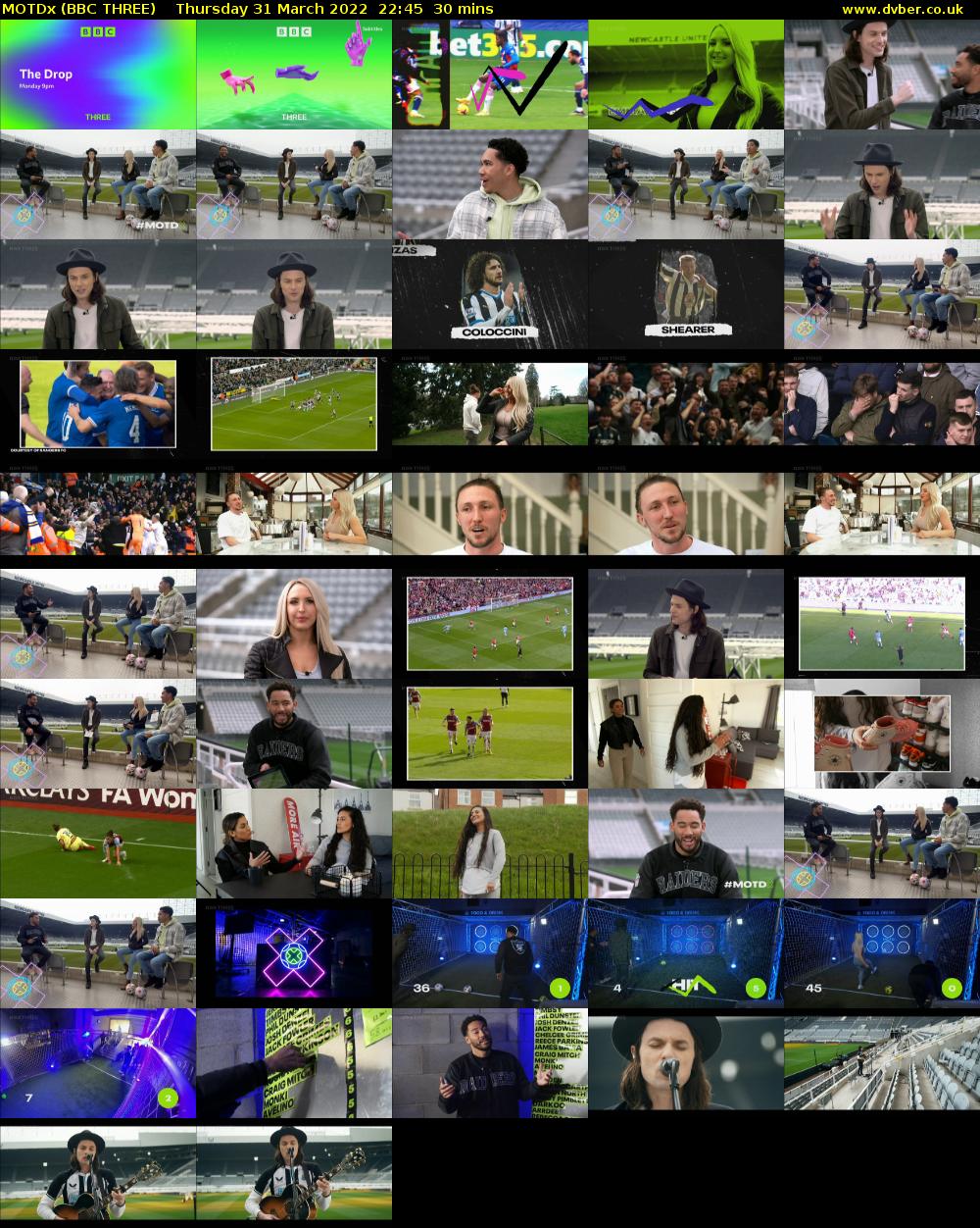 MOTDx (BBC THREE) Thursday 31 March 2022 22:45 - 23:15