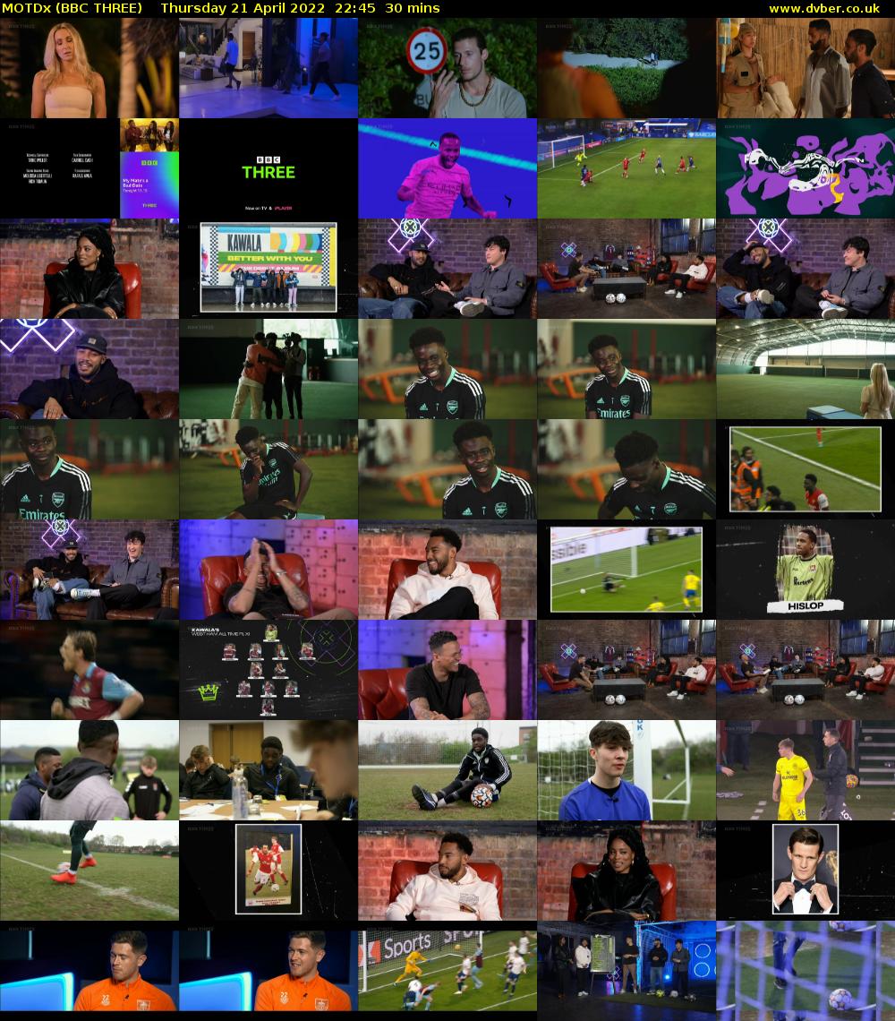 MOTDx (BBC THREE) Thursday 21 April 2022 22:45 - 23:15