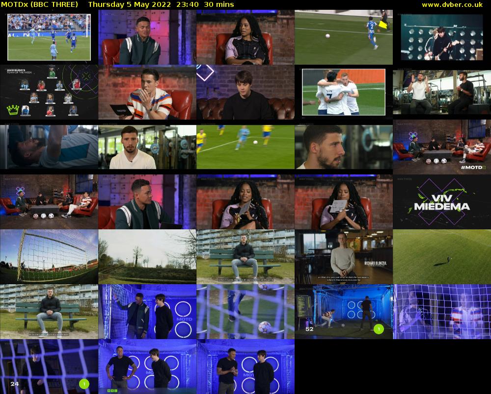 MOTDx (BBC THREE) Thursday 5 May 2022 23:40 - 00:10