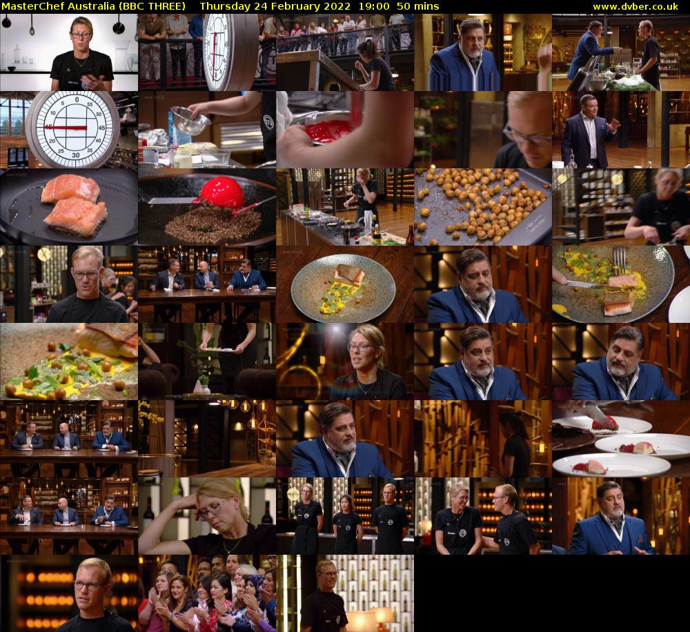 MasterChef Australia (BBC THREE) Thursday 24 February 2022 19:00 - 19:50
