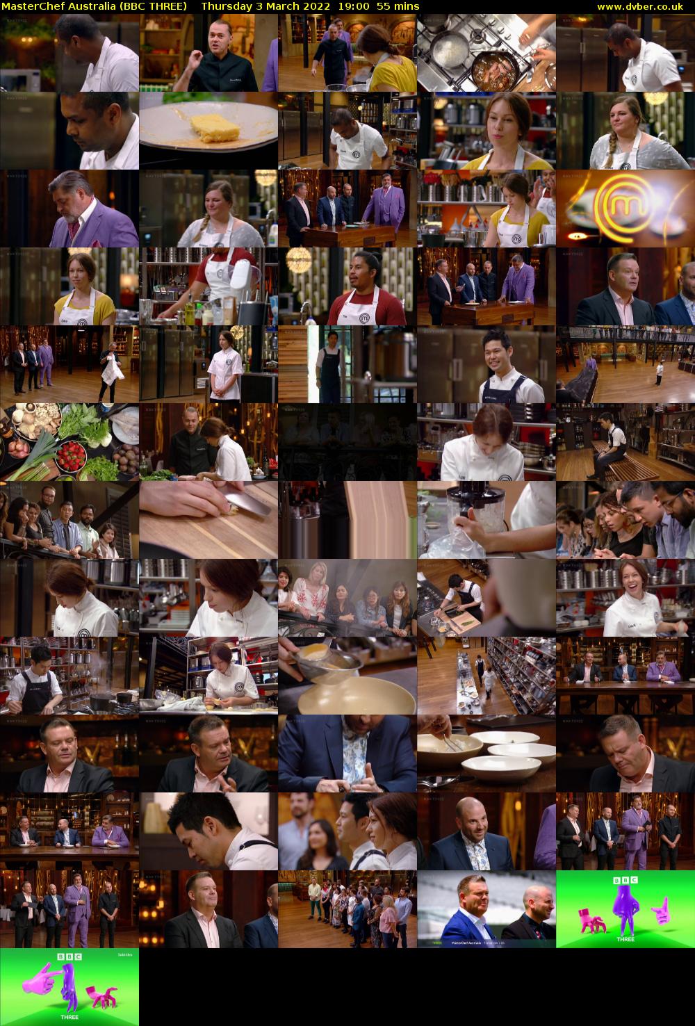 MasterChef Australia (BBC THREE) Thursday 3 March 2022 19:00 - 19:55