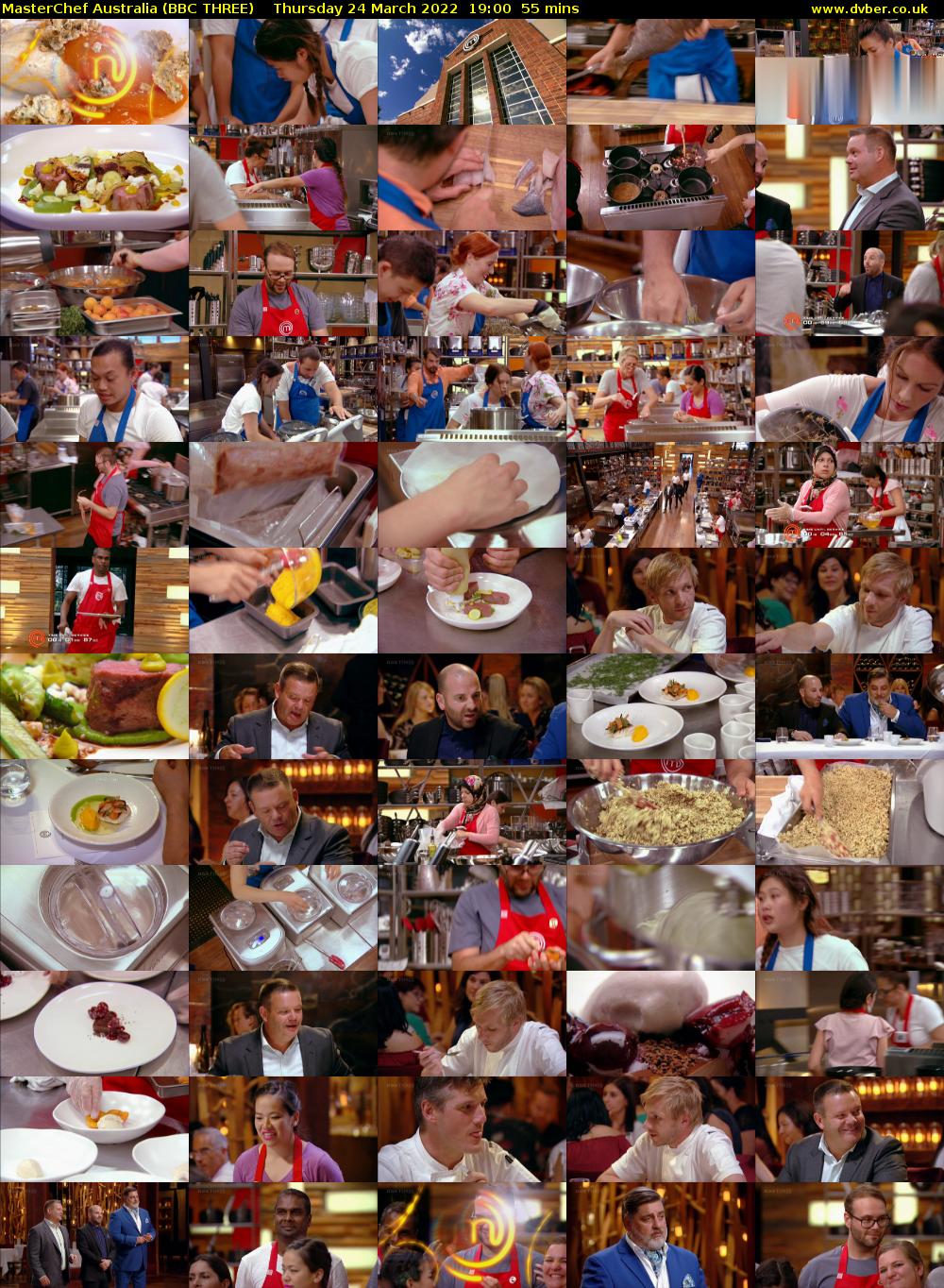 MasterChef Australia (BBC THREE) Thursday 24 March 2022 19:00 - 19:55