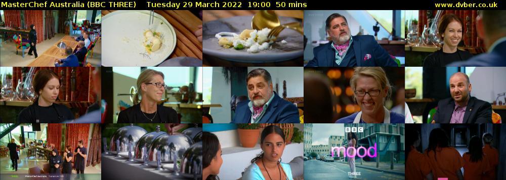 MasterChef Australia (BBC THREE) Tuesday 29 March 2022 19:00 - 19:50