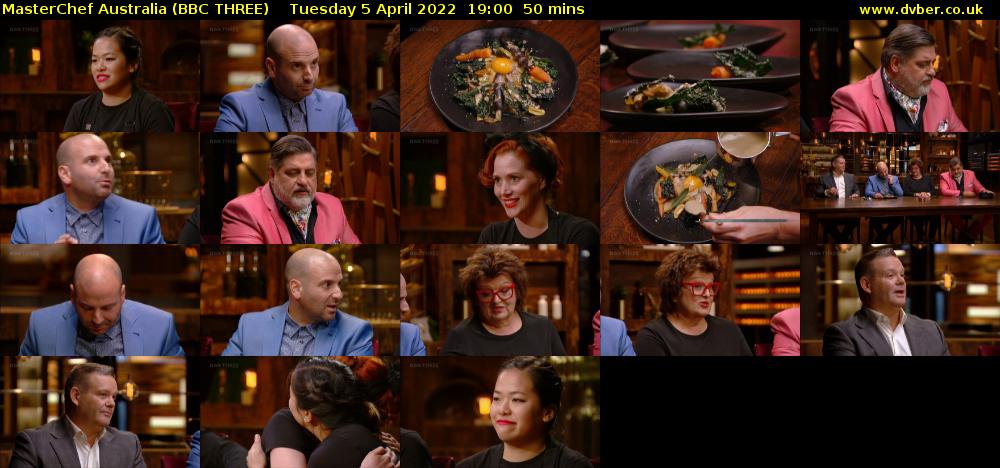 MasterChef Australia (BBC THREE) Tuesday 5 April 2022 19:00 - 19:50