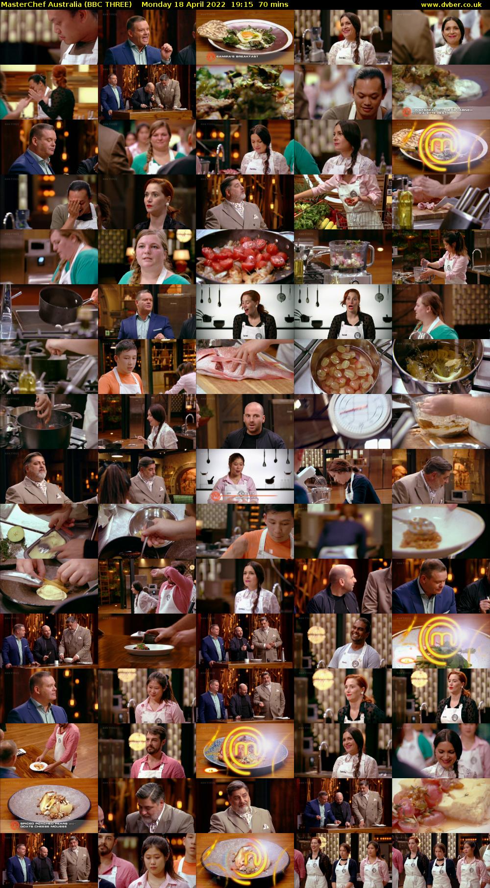 MasterChef Australia (BBC THREE) Monday 18 April 2022 19:15 - 20:25