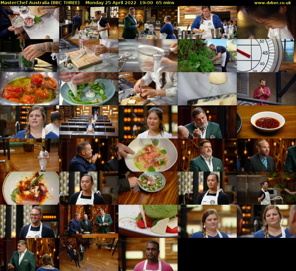 MasterChef Australia (BBC THREE) Monday 25 April 2022 19:00 - 20:05