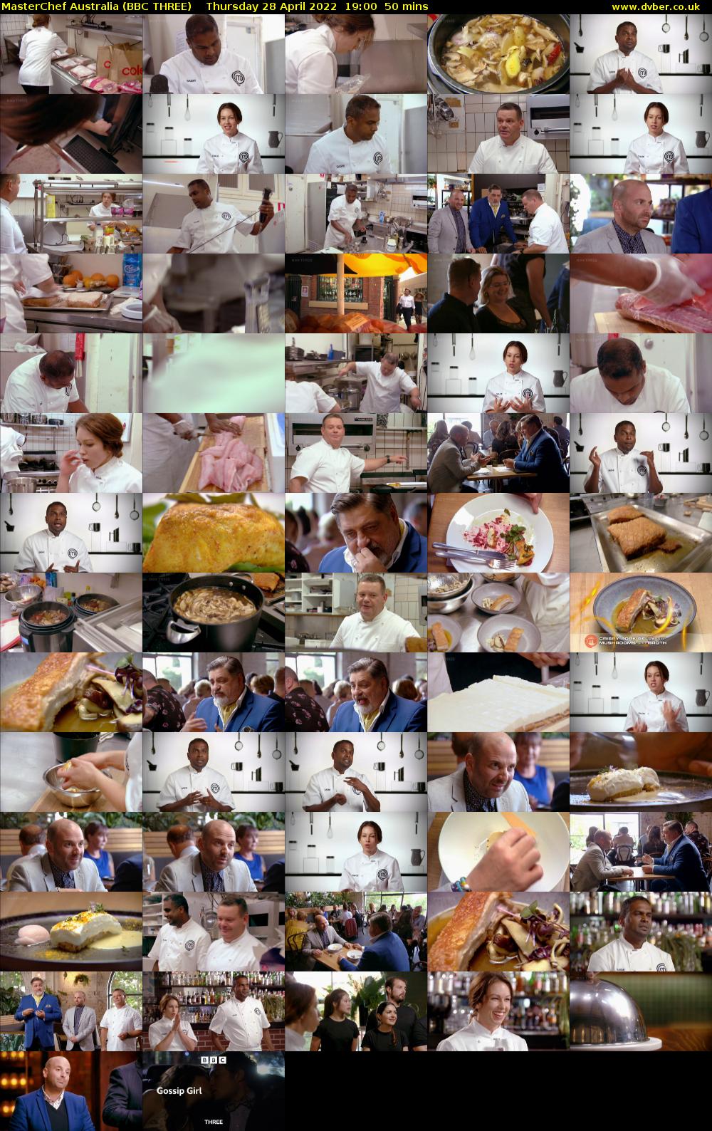 MasterChef Australia (BBC THREE) Thursday 28 April 2022 19:00 - 19:50