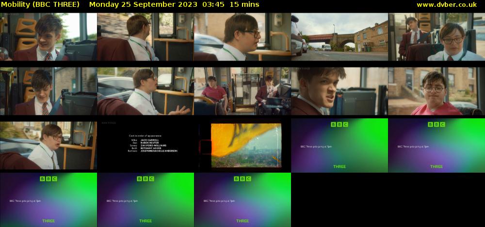 Mobility (BBC THREE) Monday 25 September 2023 03:45 - 04:00