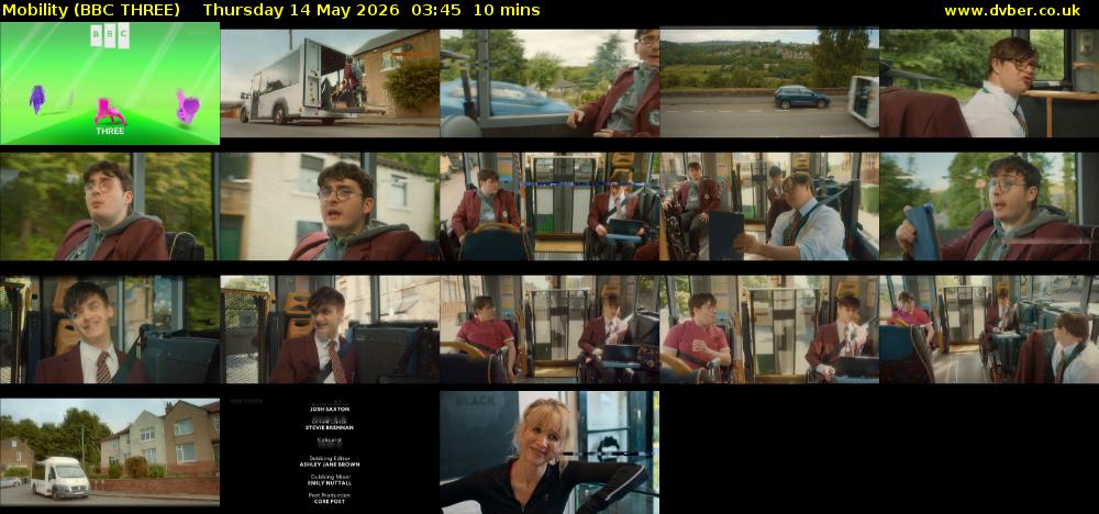 Mobility (BBC THREE) Thursday 14 May 2026 03:45 - 03:55