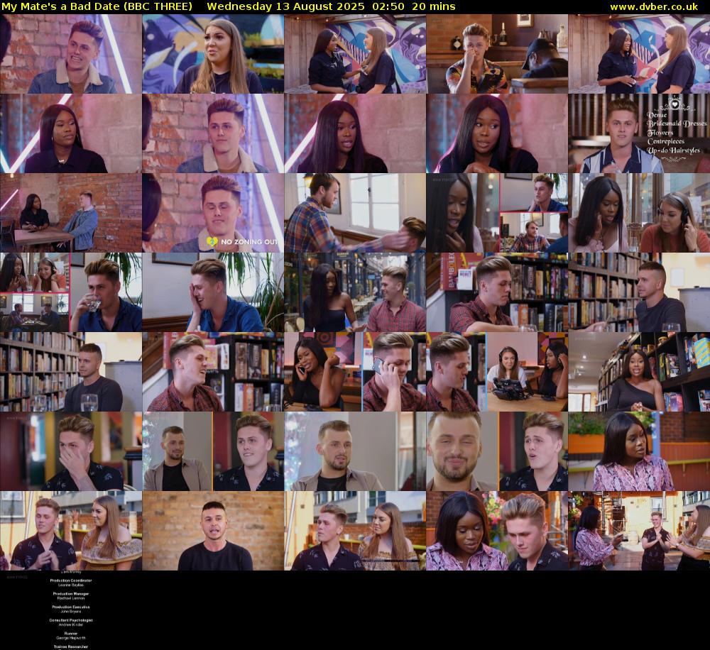 My Mate's a Bad Date (BBC THREE) Wednesday 13 August 2025 02:50 - 03:10