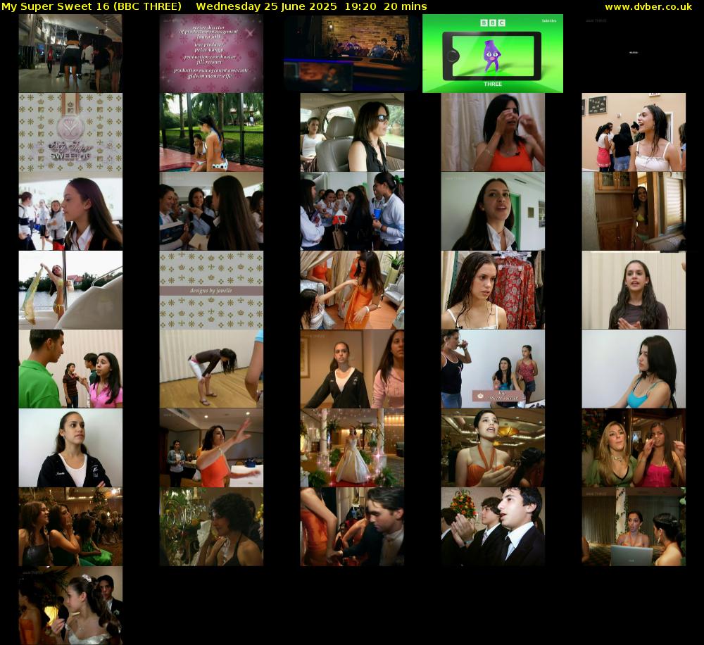 My Super Sweet 16 (BBC THREE) Wednesday 25 June 2025 19:20 - 19:40