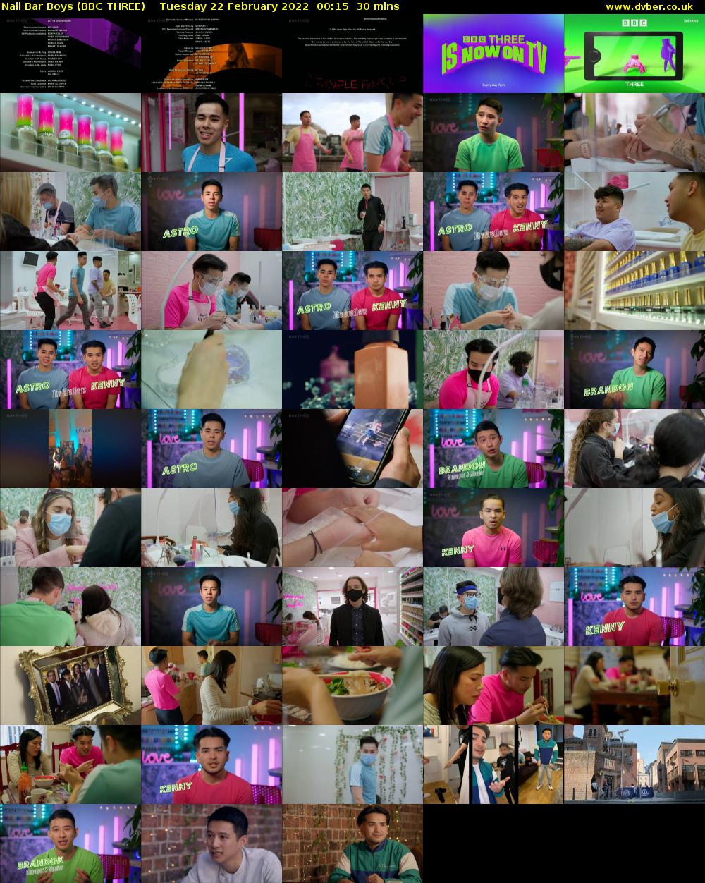 Nail Bar Boys (BBC THREE) Tuesday 22 February 2022 00:15 - 00:45