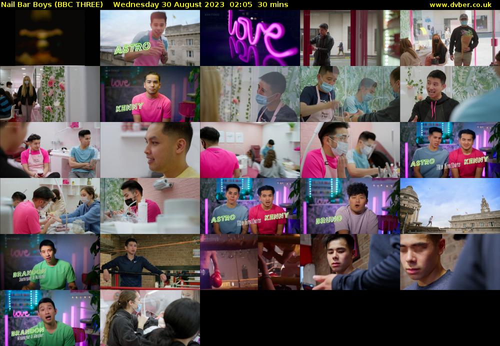 Nail Bar Boys (BBC THREE) Wednesday 30 August 2023 02:05 - 02:35