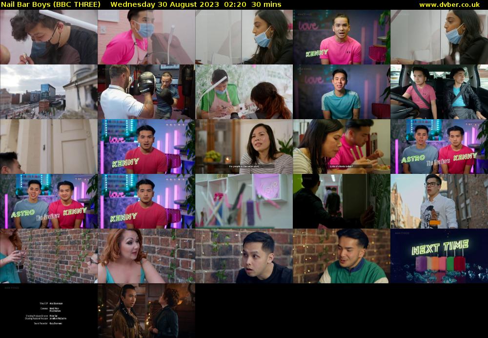 Nail Bar Boys (BBC THREE) Wednesday 30 August 2023 02:20 - 02:50