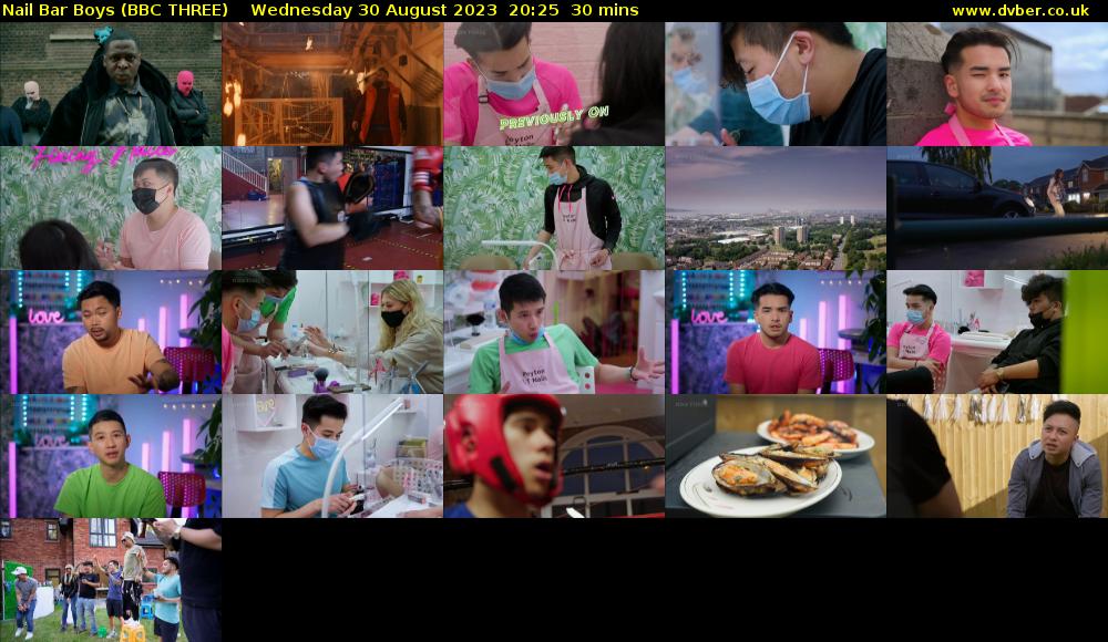 Nail Bar Boys (BBC THREE) Wednesday 30 August 2023 20:25 - 20:55