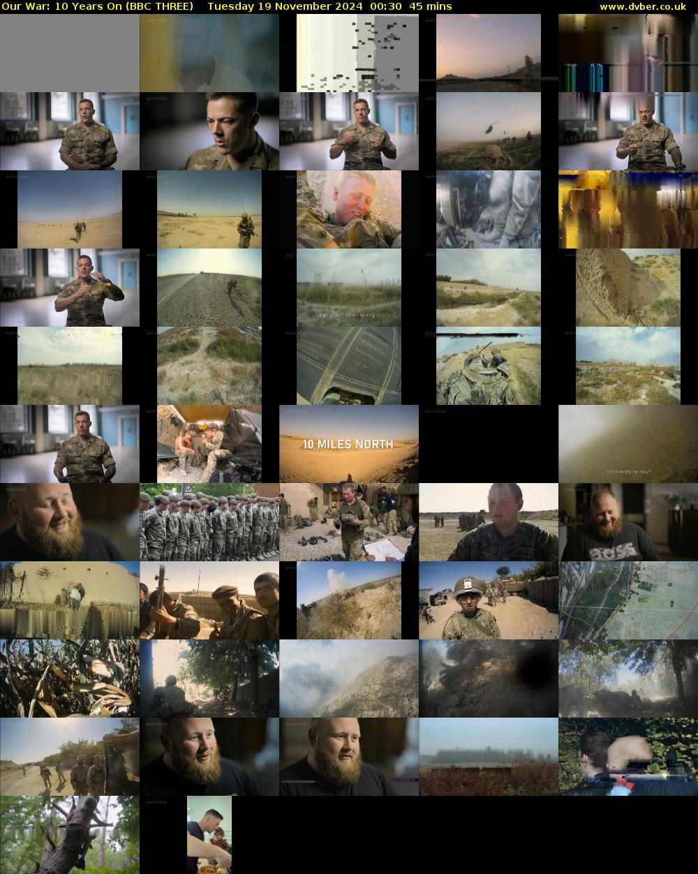 Our War: 10 Years On (BBC THREE) Tuesday 19 November 2024 00:30 - 01:15