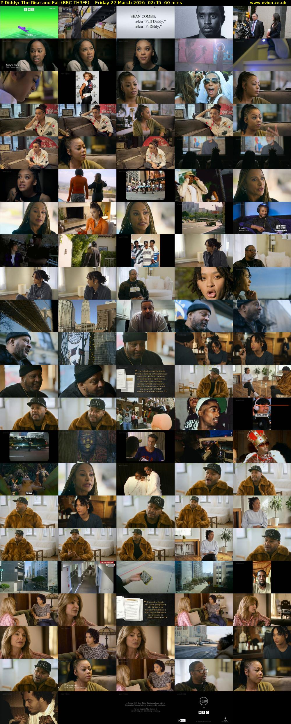 P Diddy: The Rise and Fall (BBC THREE) Friday 27 March 2026 02:45 - 03:45