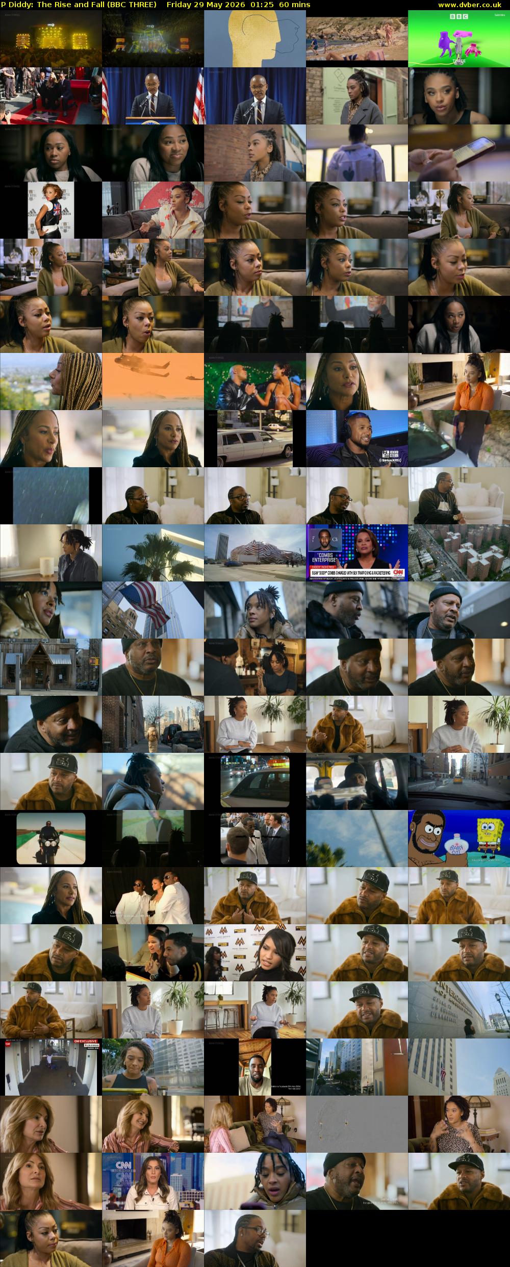 P Diddy: The Rise and Fall (BBC THREE) Friday 29 May 2026 01:25 - 02:25