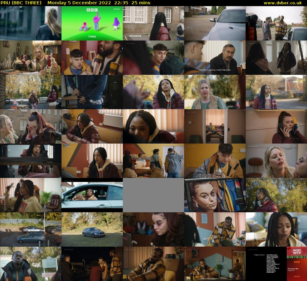 PRU (BBC THREE) Monday 5 December 2022 22:35 - 23:00