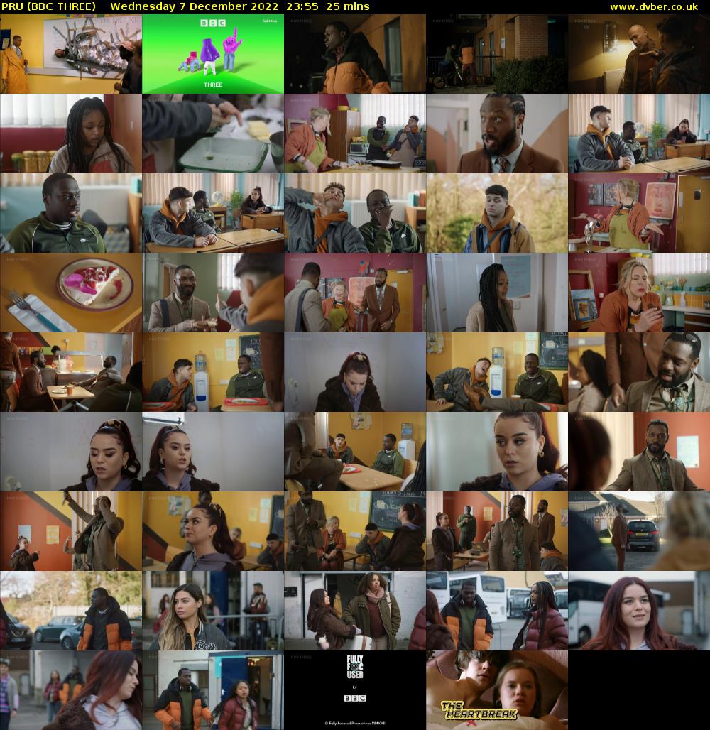 PRU (BBC THREE) Wednesday 7 December 2022 23:55 - 00:20