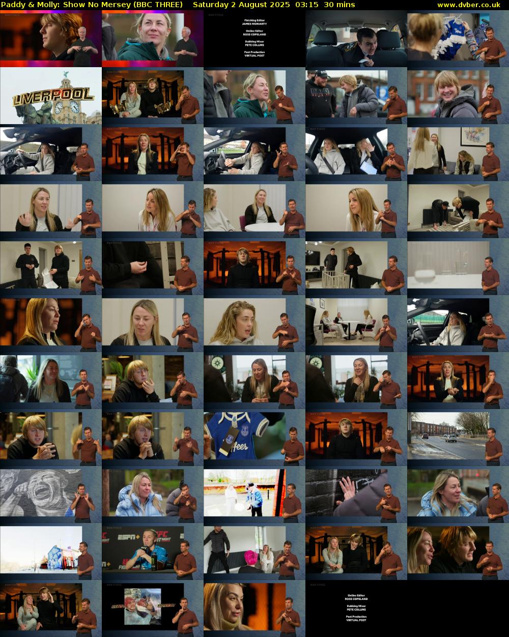 Paddy & Molly: Show No Mersey (BBC THREE) Saturday 2 August 2025 03:15 - 03:45