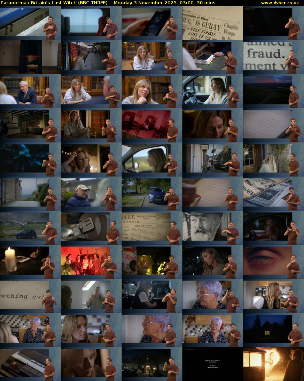 Paranormal: Britain's Last Witch (BBC THREE) Monday 3 November 2025 03:00 - 03:30