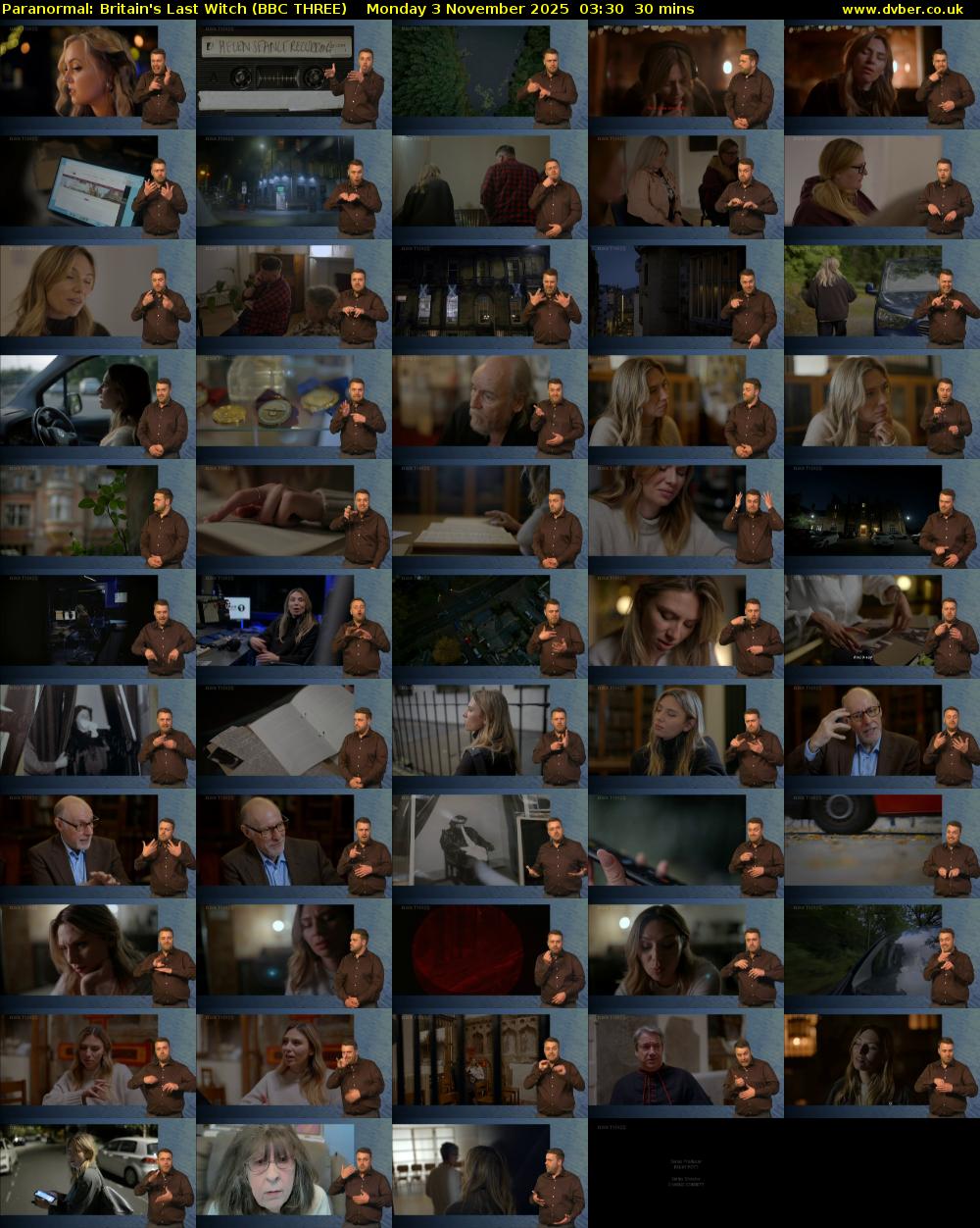 Paranormal: Britain's Last Witch (BBC THREE) Monday 3 November 2025 03:30 - 04:00